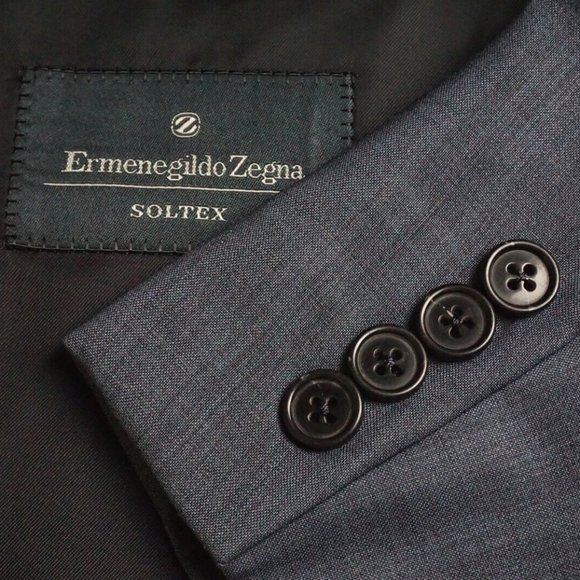 Ermenegildo Zegna Soltex Blue 100% Wool 2 Pc Suit Jacket Pants Sz 44R